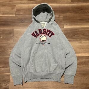 Steve & Barry’s Varsity Baseball Team Hoodie Gray Embroidered Graphic Size L